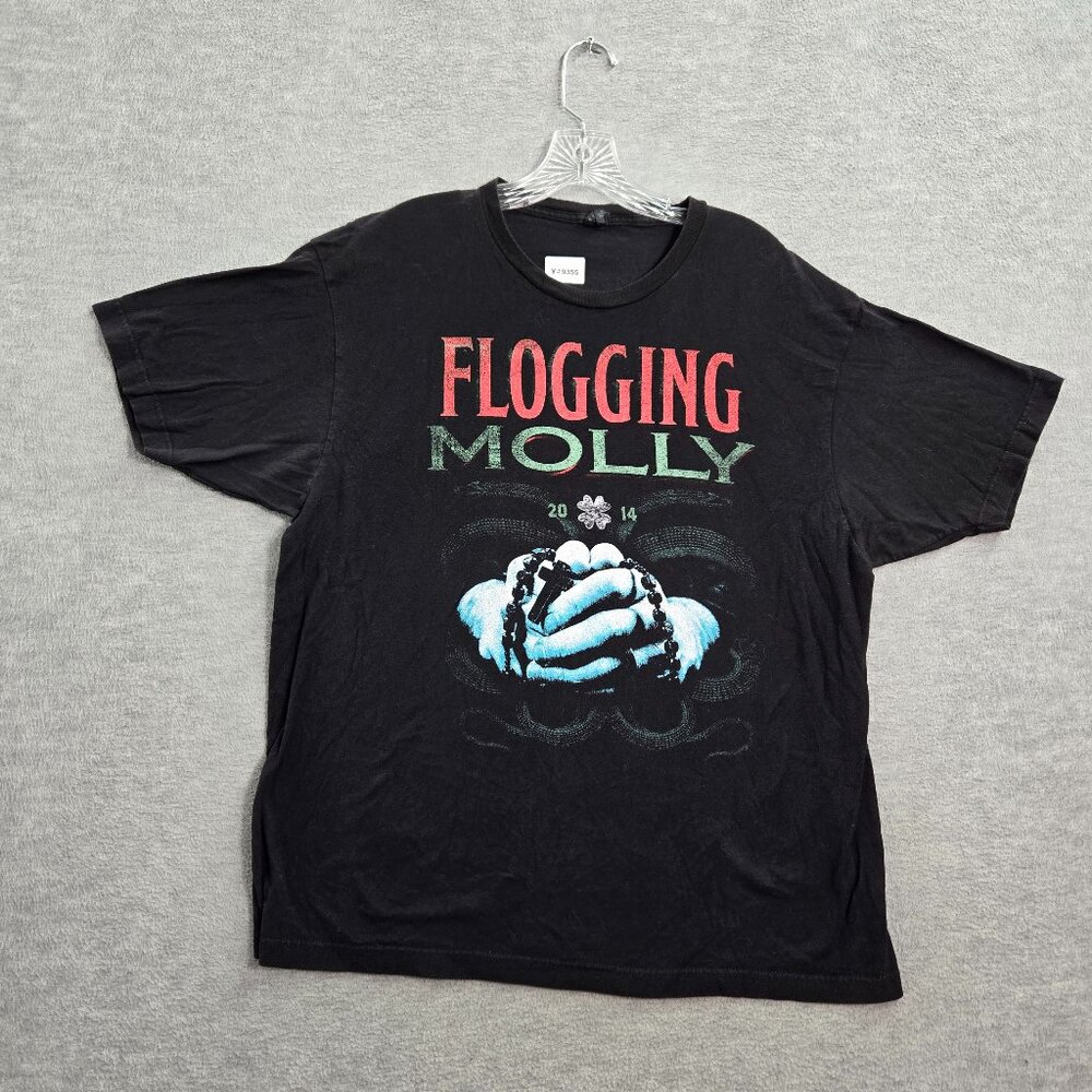 Flogging Molly Men Shirt XL Black 2014 10th Annual Green 17 Tour Graphic Tee